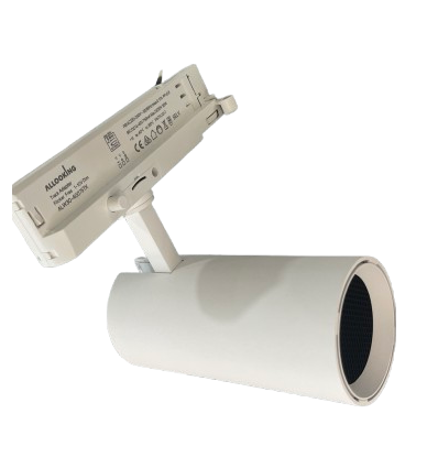 30W 3-fasen dimbare RA90 spanningsrailspot - Instelbare helderheid, wit, incl. honingraatfilter