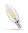 E14 1W LED kaarslamp - C35, filament, helder glas