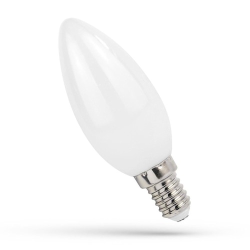 E14 1W LED kaarslamp - C35, filament, mat glas