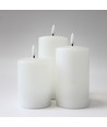 LED Stompkaarsen, 3 stuks, vlameffect, wit - Incl afstandsbediening en timer, 10/12,5/15cm hoog, Ø7,5cm, echte was