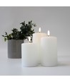 LED Stompkaarsen, 3 stuks, vlameffect, wit - Incl afstandsbediening en timer, 10/12,5/15cm hoog, Ø7,5cm, echte was
