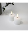 LED Blokkaarsen, 2 stuks, vlam effect, wit - 5 cm hoog, Ø5 cm, werkt met afstandsbediening, echte was