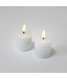 LED Blokkaarsen, 2 stuks, vlam effect, wit - 5 cm hoog, Ø5 cm, werkt met afstandsbediening, echte was