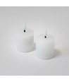 LED Blokkaarsen, 2 stuks, vlam effect, wit - 5 cm hoog, Ø5 cm, werkt met afstandsbediening, echte was