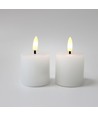 LED Blokkaarsen, 2 stuks, vlam effect, wit - 5 cm hoog, Ø5 cm, werkt met afstandsbediening, echte was