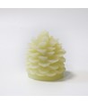LED Dennenappelkaars, knipperend vlam effect, wit - Hoogte 8cm, Ø6cm, echte was