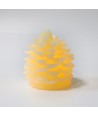 LED Dennenappelkaars, knipperend vlam effect, wit - Hoogte 8cm, Ø6cm, echte was