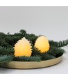 LED Dennenappelkaars, knipperend vlam effect, wit - Hoogte 8cm, Ø6cm, echte was