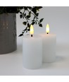 LED Blokkaarsen, 2 stuks, vlam effect, wit - 7,5 cm hoog, Ø5 cm, werkt met afstandsbediening, echte was