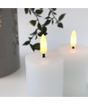LED Blokkaarsen, 2 stuks, vlam effect, wit - 7,5 cm hoog, Ø5 cm, werkt met afstandsbediening, echte was