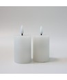 LED Blokkaarsen, 2 stuks, vlam effect, wit - 7,5 cm hoog, Ø5 cm, werkt met afstandsbediening, echte was