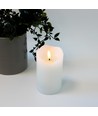 LED Stompkaars 12,5cm hoog, vlameffect, wit - Ø7,5cm, 12,5cm hoog, werkt met afstandsbediening, timer, echte was
