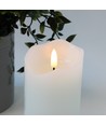 LED Stompkaars 15cm hoog, vlameffect, wit - Ø7,5cm, 15cm hoog, werkt met afstandsbediening, timer, echte was