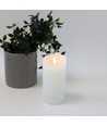 LED Stompkaars 15cm hoog, vlameffect, wit - Ø7,5cm, 15cm hoog, werkt met afstandsbediening, timer, echte was