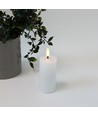 LED Stompkaars 10cm hoog, vlameffect, wit - Ø5cm, 10cm hoog, werkt m. afstandsbediening, timer, echte was
