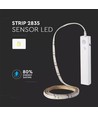 1m 2,4W/m spatwaterdichte LED-strip - 6V DC, IP65, PIR-sensor, batterij, 30 LED's per meter