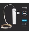 1m 2,4W/m spatwaterdichte LED-strip - 6V DC, IP65, PIR-sensor, batterij, 30 LED's per meter