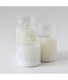 LED Stompkaarsen set in glas Ø7,5cm, 3 stuks, bewegende vlam - Incl. afstandsbediening en timer, 10/12,5/15cm hoog, echte was