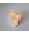 LED Stompkaarsen set in glas Ø7,5cm, 3 stuks, bewegende vlam - Incl. afstandsbediening en timer, 10/12,5/15cm hoog, echte was
