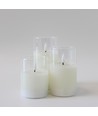 LED Stompkaarsen set in glas Ø7,5cm, 3 stuks, vlameffect - Incl. afstandsbediening en timer, 10/12,5/15cm hoog, echte was