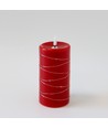 LED Stompkaars met lichtsnoer, 15cm hoog, vlameffect - Ø7,5cm, werkt m. afstandsbediening, echte was, rood