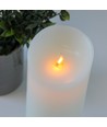 LED XL Stompkaars 30cm hoog, vlameffect, wit - Ø10cm, 30cm hoog, werkt m. afstandsbediening, timer, echte was
