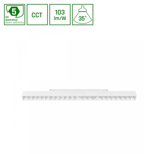 GRID L 22W railspot voor SHIFT systeem, CCT - 48V, RA90, 102lm/W, 3-in-1 kleurkeuze, 5 jaar garantie