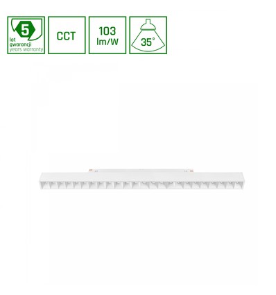 GRID L 22W railspot voor SHIFT systeem, CCT - 48V, RA90, 102lm/W, 3-in-1 kleurkeuze, 5 jaar garantie