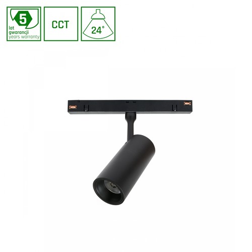 6W System Shift Spot S railspot voor 48V - RA90, 24°, zwart, CCT, 5 jaar garantie