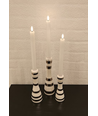 3-pak witte LED kaarsen, vlameffect - Ø2,2cm, Hoogte: 24,5cm, kroonkaarsen, incl. afstandsbediening, timer