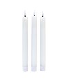 3-pak witte LED kaarsen, vlameffect - Ø2,2cm, Hoogte: 24,5cm, tafelkaarsen, incl. afstandsbediening, timer, batterij