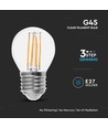 E27 4W 3-staps dimbare LED kogellamp - G45, filament, helder glas