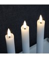 3-pak witte LED kaarsen, vlameffect - Ø2,2cm, Hoogte: 24,5cm, kroonkaarsen, incl. afstandsbediening, timer
