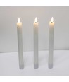 3-pak witte LED kaarsen, vlameffect - Ø2,2cm, Hoogte: 24,5cm, kroonkaarsen, incl. afstandsbediening, timer