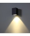 3W wandlamp - IP65, zwart, vierkant, binnen / buiten, incl. lichtbron