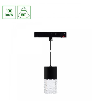 7W SHIFT BASIC HANGIT CRISTAL railspot voor 48V - 100lm/W, neutraal wit, 110cm draad, voor magnetische rail