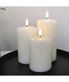 LED Stompkaarsen, 3 stuks, vlameffect, wit - Incl afstandsbediening en timer, 10/12,5/15cm hoog, Ø7,5cm, echte was