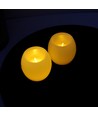 2-pack LED Bolkaarsen, vlam effect - Ø5cm, 6cm hoog, echte was
