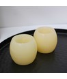 2-pack LED Bolkaarsen, vlam effect - Ø5cm, 6cm hoog, echte was