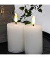 LED Blokkaarsen, 2 stuks, vlam effect, wit - 7,5 cm hoog, Ø5 cm, werkt met afstandsbediening, echte was