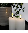 LED Blokkaarsen, 2 stuks, vlam effect, wit - 7,5 cm hoog, Ø5 cm, werkt met afstandsbediening, echte was