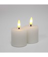 LED Blokkaarsen, 2 stuks, vlam effect, wit - 5 cm hoog, Ø5 cm, werkt met afstandsbediening, echte was