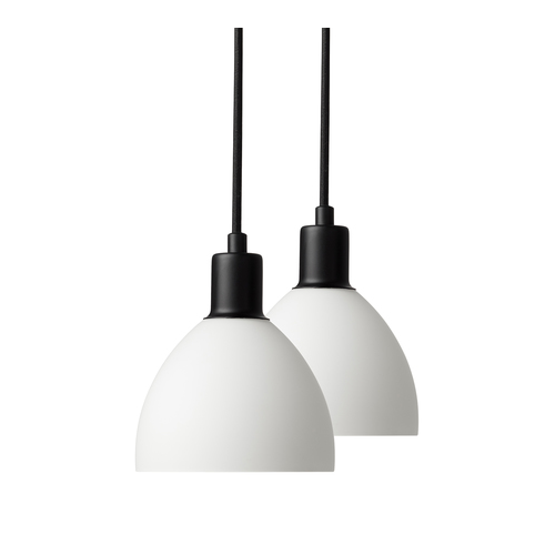 IDA Pendelset in Opalglas / Zwarte Stoffen Kabel - Nielsen Light