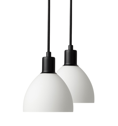 IDA Pendelset in Opalglas / Zwarte Stoffen Kabel - Nielsen Light
