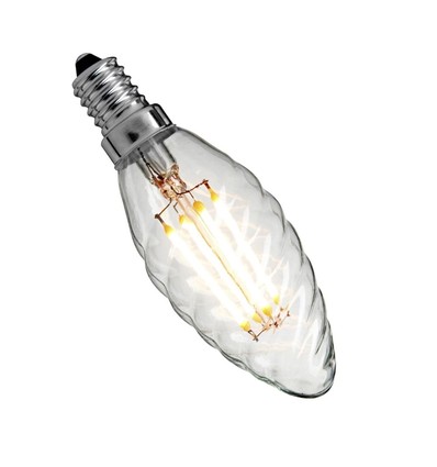 Deluxe E14 Gedraaide LED kaarslamp 3W 2200K Ra95 Dimbaar