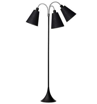 Trafiek Vloerlamp E27 in Zwart met 3 Zwarte Lampenkappen - Nielsen Light