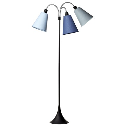 Trafiek Vloerlamp E27 in Zwart met Dala/Turquoise/Lichtblauw - Nielsen Light