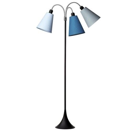 Trafiek Vloerlamp E27 in Zwart met Lichtblauw/Turquoise/Petroleum - Nielsen Light