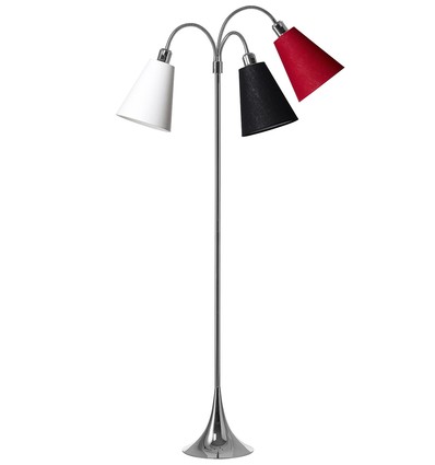 Trafiek Vloerlamp E27 in Chroom met Wit/Zwart/Rood - Nielsen Light