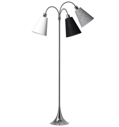 Trafiek Vloerlamp E27 in Chroom met Wit/Zwart/Zwart Gestructureerd - Nielsen Light